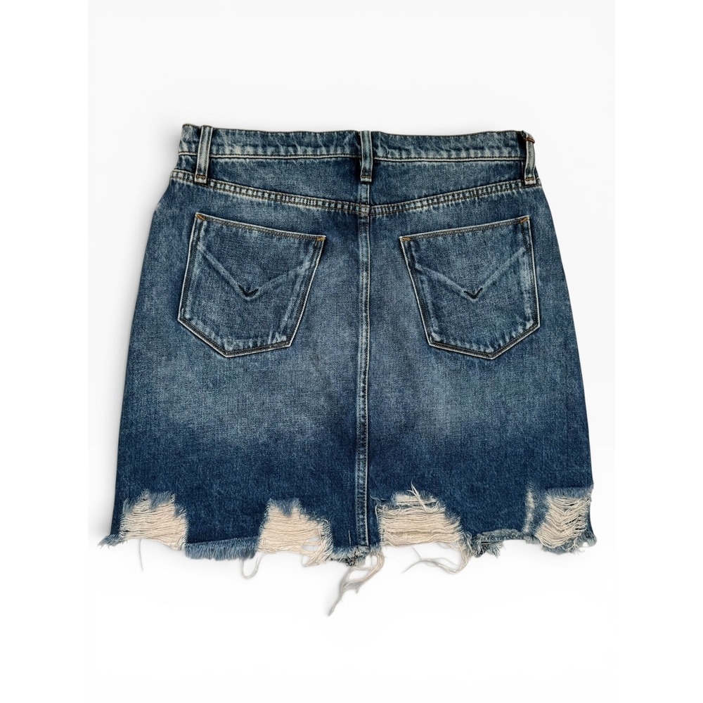 Hudson Jeans Lulu Skirt Distressed Denim Mini Skirt Blue Womens 30